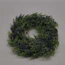 Seasons 22 inch Boxwood Wreath for Front Door, Artificial Spring & Summer Wreath with Greenery Leaf for Farmhouse, Wall, Window or Wedding Home Decor (Lavender)