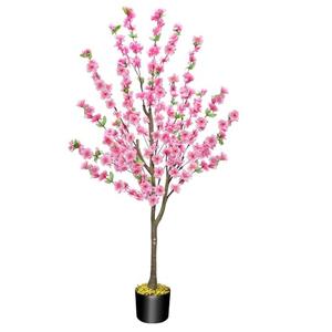 HUAESIN 4.4FT Artificial Cherry Blossom Tree Decor Fake Pink Flowers Sakura Tree Faux Plants Indoor Decor for Spring Living Room Home House Entryway Bedroom Office Inside Wedding Party Outdoor