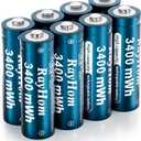 8 Pack AA Lithium Rechargeable Batteries, 3400mWh High Capacity, 1.5V Constant Output, 1600+ Cycles