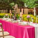 TURSTIN 1 Pack Hot Pink Satin Tablecloth 102 x 58 Inch Overlay Satin Table Cover Rectangle Bright Silk Tablecloth Smooth Fabric Table Decoration for Wedding Banquet Party Events
