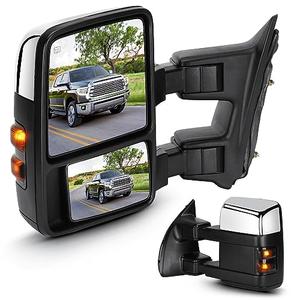 Towing Mirrors Chrome for Ford F-250 F-350 F-450 F-550 Super Duty 2008-2016 Power Heated with Smoke Turn Signal Manual Folding Telescoping (1 Pair)