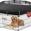 PJYuCien Dog Playpen Mesh Top Cover,Fits 24 Inch 8 Panels Metal Exercise Pet Pen, Elastic Buckles Connections, Black (Note: Only Cover, Fence Not Included)