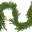 9FT Christmas Garlands, Norfolk Pine Garland, Real Touch Artificial Faux Greenery Garland for Holiday Indoor Outdoor Decor