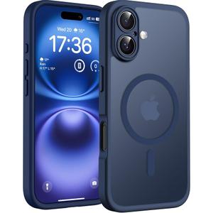TOCOL Magnetic for 16 Blue Case, Upgraded Full Camera Protection, Compatible with Magsafe, Drop Protection, Translucent Matte Back Bumper Phone Cover 6.1Inch（Blue）