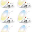 FREELICHT 6 Pack Retrofit LED Recessed Lighting 6 Inch, Selectable 2700K/3000K/4000K/5000K/6000K, Dimmable Flat LED Can Lights, 10W=110W, 1000LM, IC & Damp Rated, ETL & FCC, White