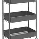 CAXXA 3-Tier Rolling Metal Storage Organizer - Mobile Utility Cart with Caster Wheels, Gray