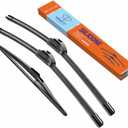 Silicone Windshield Wiper Blades with Rear Wiper Blade for Nissan Rogue 2015-2022 Pathfinder 2013-2020, All-Season Automotive Replacement Windshield Wipers for My Car - 26"+17"+12" (Set of 3) (26"+17"+12J)