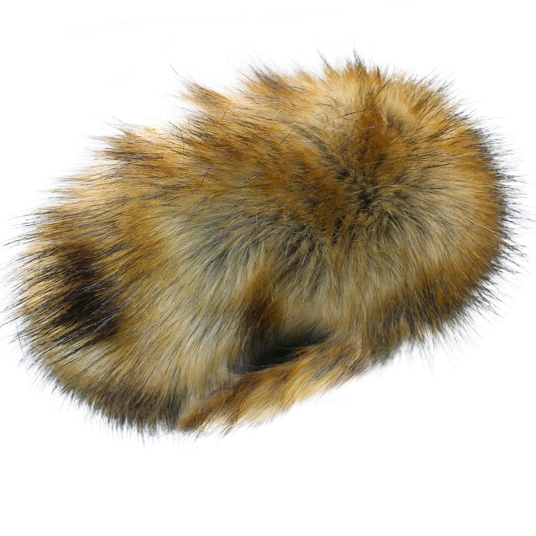 Faux Fur Headband for Women Elastic Fuzzy Thick Earmuffs Winter Headwrap Ear Muffs Furry Ear Warmers Cold Weather (Brown 2)
