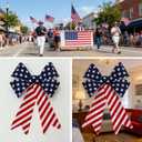 6Pcs Patriotic PVC Velvet Bows 9.8x13.8 inch, Red White Blue Plastic Velvet Bows with 3D Shape for 4th of July Decor, Wreath, Mailbox, Party Favors, Memorial Day