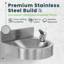 Alpine Water Drinking Fountain Wall Mounted - Commercial Hydration Station for Indoor & Outdoor in School, Parks, Courts & More (Stainless Steel)