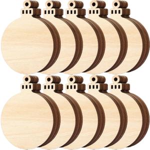 80pcs Natural Wood Slices, HOOMBOOM 3.5 Inch DIY Wooden Christmas Ornaments Unfinished Predrilled Wood Circles for Crafts Centerpieces Holiday Hanging Decorations
