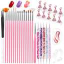 Artdone Nail Art Brushes With Nail Stands Nail Art Tool Set, Dotting Tools, Dust Brush,Striping Brushes for Long Lines, Drawing Pen For Gel Polish Design supply