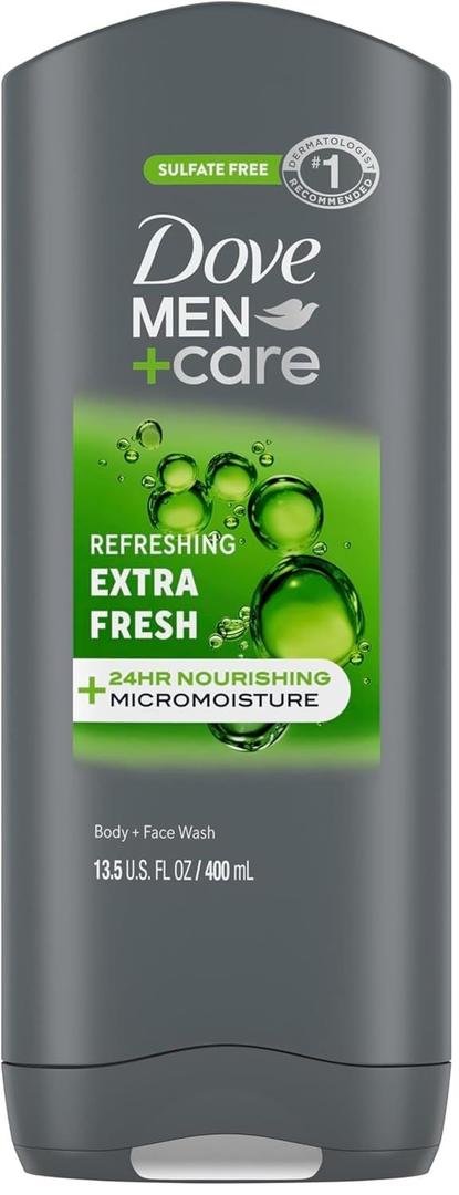 Dove Men + Care Body Wash and Face for Fresh, Healthy-Feeling Skin Extra Fresh Cleanser That Effectively Washes Away Bacteria While Nourishing Your 13.5 oz 1 Pc.
