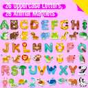 52PCS Letters & Animal Magnets, Magnetic Alphabet Animals Fridge Decors for Toddlers Educational A-Z Learning Toy Refrigerator Magnets for Kids 3 4 5 Years Old