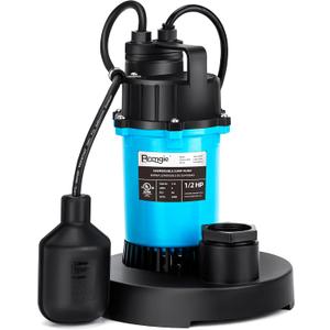 1/2HP Sump Pump 2980GPH Submersible Water Pump with Automatic Float Switch, Clean/Dirty Water Utility Pump for Pool Draining, Basement Flooding, Irrigation with 10ft Power Cord