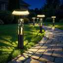 Eyrosa Solar Pathway Lights, Large Outdoor Garden Decor Stainless Steel Lights with Elegant Pattern, Dual-Zone Lighting, 8 Color Modes, IP55 Waterproof Landscape Lighting for Yard Walkway, 6 Pack
