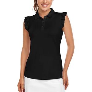 Womens Sleeveless Golf Shirt Ruffle Sleeve Polo Shirts Moisture Wicking Golf Apparel Tennis Shirts Golf Tank Tops XXL