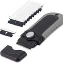 Gomake Locking Razor Blade Scraper with Safety Cap, Glass Cooktop Scraper with 10PCS Black Carbon Steel Blades for Glass Clean, Paint and Old Label,Decal Sticker Remover, Stove Top Scraper Tool