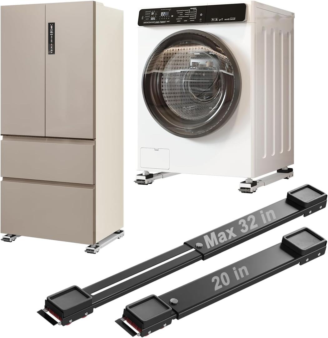 Appliance Rollers Heavy Duty,Max 32in,Second Generation Extendable Appliance Rollers Mobile Washing Machine Base Easily Move Washing Machines, Dryers, Refrigerators, Furniture Black anti fall