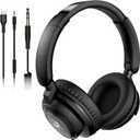 BeAttack Wired Over Ear Headphones Studio Monitor & Mixing DJ Stereo Headsets with 50mm Drivers and 1/4 to 3.5mm Jack for Cellphone Type C AMP Computer Recording Podcast Keyboard Guitar Laptop Black