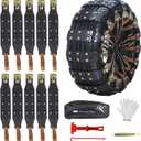 Qoosea Universal Snow Chains 6Pcs Heavy-Duty Wide-Track Tire Chains for SUV & Car Thickened Wear-Resistant TPU Anti-Slip Chains for Tires with Reinforced Structure in Winter Ice & Snow Conditions