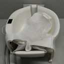 Collapsible Baby Bathtub with Soft Cushion and Thermometer, Newborn to Toddler Tub 0-36 Months with Toy Storage Mesh Bag, Portable Travel Bath for Infants (Grey)