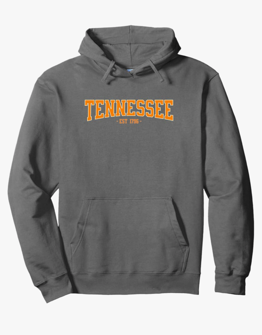 Classic TN Orange Print Retro Varsity Vintage Tennessee Pullover Hoodie M