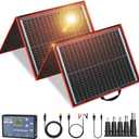 DOKIO 150W Portable Foldable Solar Panel Kit, Compact 21x20in Design 7.3lb with Standalone Controller and USB, Monocrystalline Charger for 12V Batteries, Power Stations, RV Camping Emergency Use (160w)