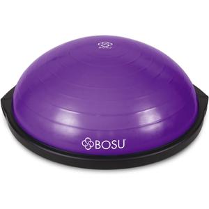 Bosu Balance Ball Exercise Trainer, Home Gym Equipment w/ Guided Workouts & Pump, 26", Blue - Inflatable Fitness Platform for Strength Training, Standing, Balancing, and Core Workout (Purple/Black)