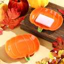 Reallnaive 2 Pcs Ceramic Pumpkin Soap Dishes Cute Elegant Shower Soap Dish Holder Fall Spoon Rest Bathroom and Kitchen Decorative Accessories