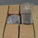 Hobnail Beaded Floral Clear Drinking Glasses Set of 6, (13 oz) Vintage Glassware Set by Kate Aspen| Cocktail Glass Set, Juice Glass, Water Cups | Great Hostess Gift & Gift for New Home Owners