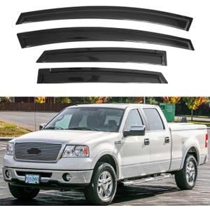 IG Window Visors Fit for 2004-2008 Ford F150 SuperCrew, Out-Channel Rain Guards Vent Wind Deflectors 4PC, Truck Accessories for 2006-2008 Lincoln Mark LT Crew Cab (Full-Size Cabs)