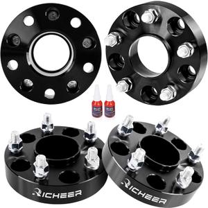 Richeer 1.25 inch 5x4.5 to 5x5 Hubcentric Wheel Adapters for JK Wheels on TJ YJ KK SJ XJ MJ, 4PCS 5x114.3 to 5x127 Wheel Adapters 71.5mm Hub Bore 1/2 Thread Pitch