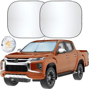 EcoNour 2-Piece Truck Sun Shade for Windshield, Truck Sun Protector Offers Sun Protection, Keeps You Cool, Foldable Automotive Interior Accessories for Comfortable Ride, Large (32.5 in x 36 in)