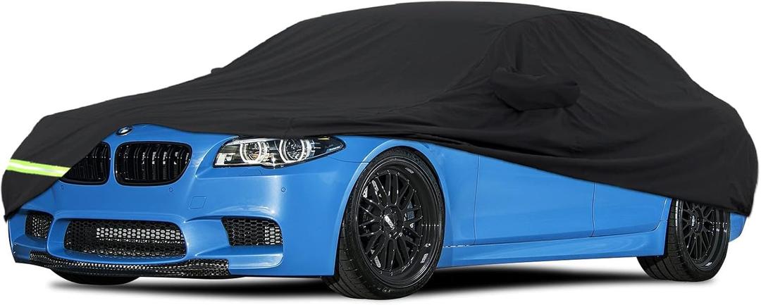 YIXIN Waterproof Car Covers for 2004-2026 BMW M5 528i 530i 530e 535i 535d 540i 550i M550i M550 Car Covers 190T Custom Fit 100% Waterproof Windproof Strap & Double Door Zipper Up to 205L