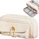 UIVXXUD Simple Style Cotton Rope Pencil Holder  Large Capacity Multilayered Pencil Case Organizer, Aesthetic Minimalist Fabric Pen Pouch with Zipper, Durable EcoFriendly Pen Pouch Bag (Beige)