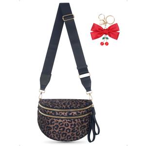 Bum Bag Crossbody Bag for Women | Spacious Bum Bags | Nylon Crossbody Fanny Packs | Leopard Purse Belt Wallet (Colour Bum Bag-Brown Leopard)