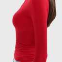 Women's Long Sleeve Shirts Crew Neck Slim Fit Going Out Tops Basic Tees Barely There Collection (Red, XS)