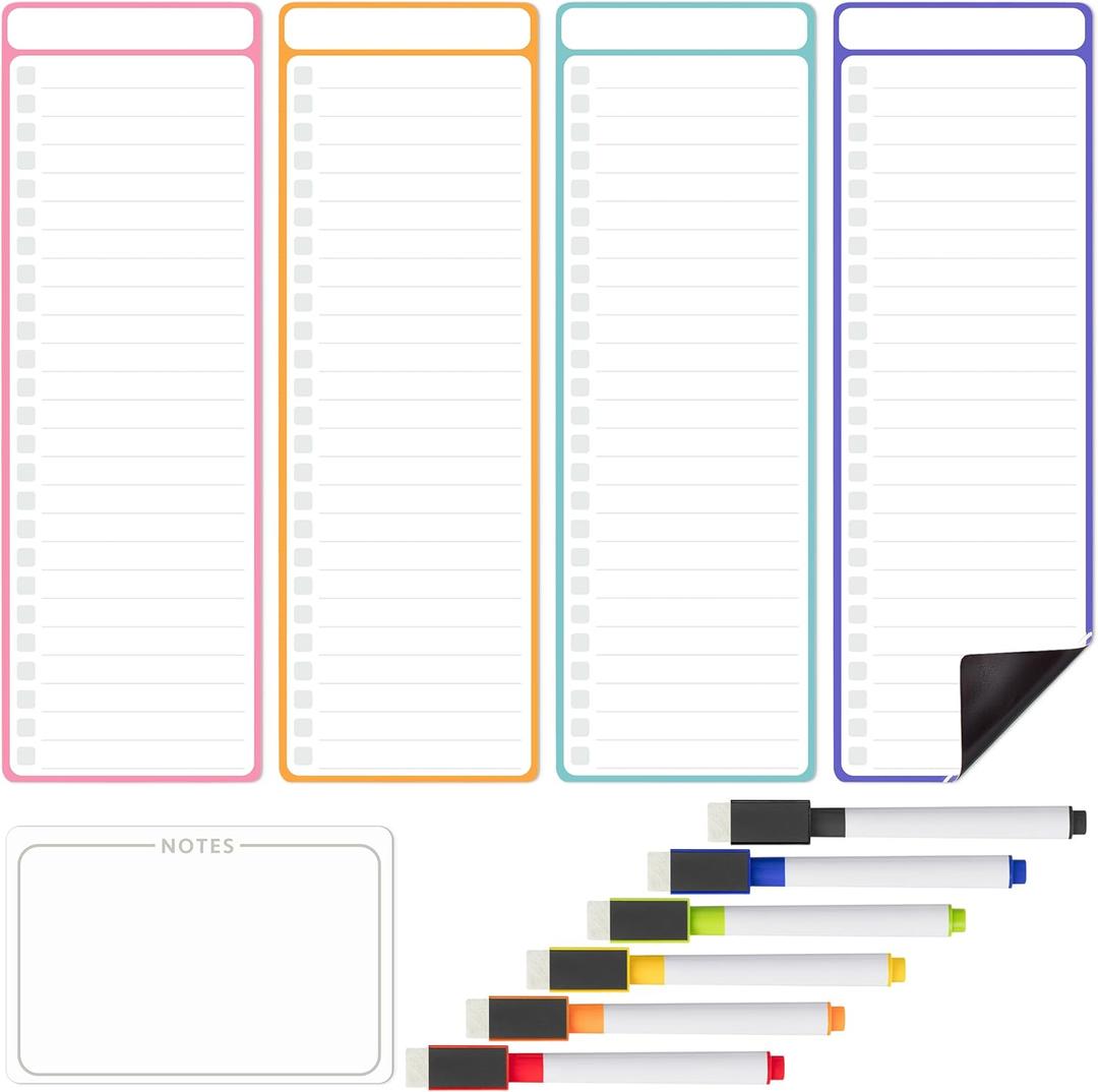 Mr. Pen- 4" x 12" Magnetic Dry Erase to Do List, 11 pcs, Neon Style, 4X Dry Erase to Do List White Board, 6X Colorful Whiteboard Markers and 6" x 4" Magnetic Whiteboard Note