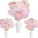 48 Pcs Happy Mother's Day Party Table Decorations Centerpiece Sticks, Best Mom Table Decorations Pink Flowers Table Toppers for Best Mom Love You Mother's Day Party Decoration Supplies