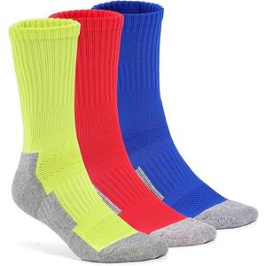 likloks Light Compression Socks (815 mmHg)  Cushioned, Arch Support, Breathable  Sports OvertheCalf Socks Red/Yellow/Blue  3 Pairs, L/XL