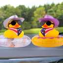 Yellow Duck Car Ornaments Rubber Duck Car Dashboard Decorations with Mini Cowboy Hat Scarf Sunglasses Swim Ring Necklace for Car Dashboard Decoration(Q29)