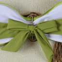 QJQ Women's Bandeau Swimsuits Strapless Tie Back Bikini Sets High Cut Cheeky 2 Piece Bathing Suit Swimwear (Green, M)