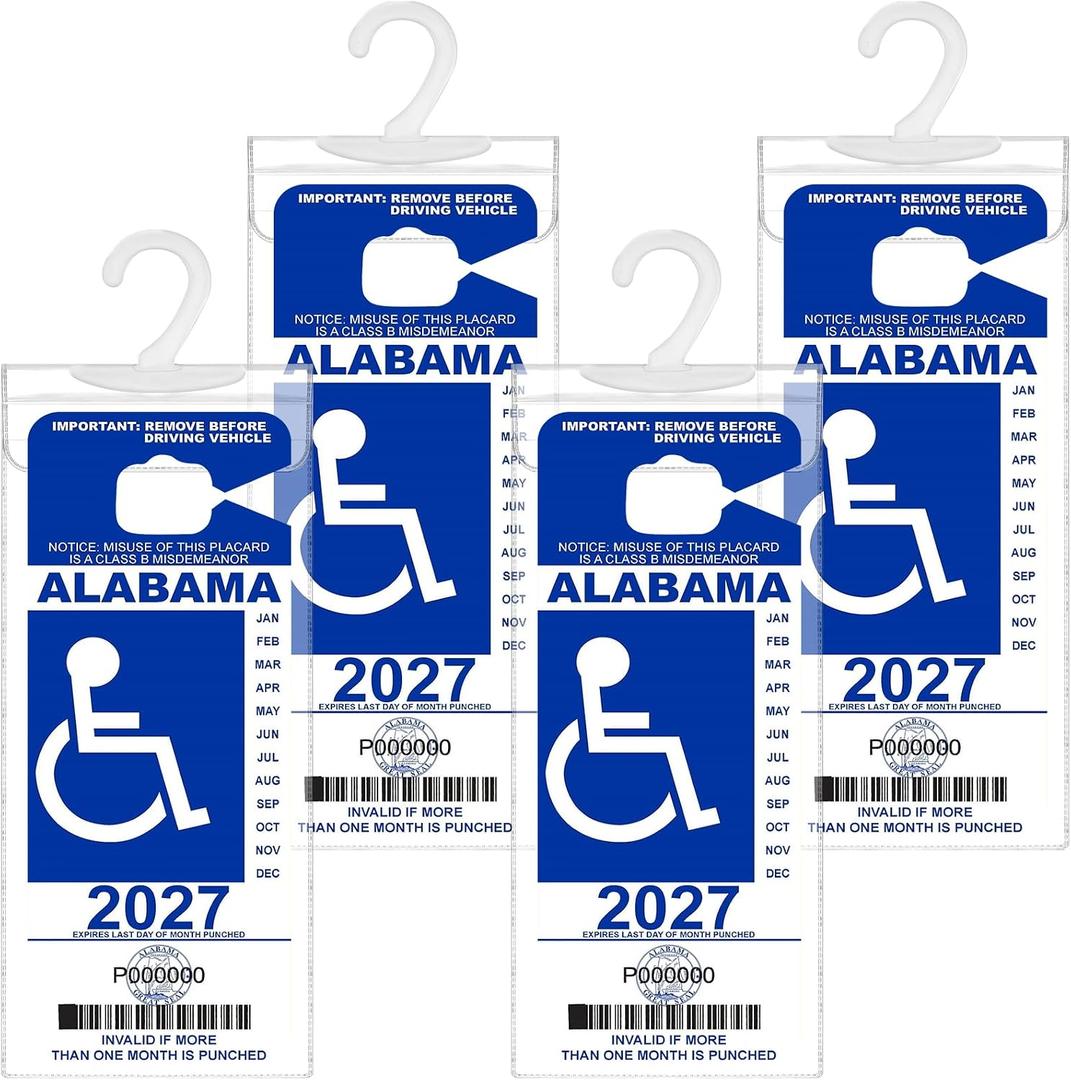 REGUICORP Handicap Placard Holder 4P, Ultra Transparent Handicap Placard Holder for Auto, Handicapped Placard Holder with Large Hanger for Disability Parking