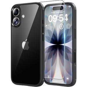 TAURI for iPhone 17 Case, Anti-Yellowing with Screen Protector, Military-Grade Protection Shockproof Slim Phone Case for iPhone 17, Black