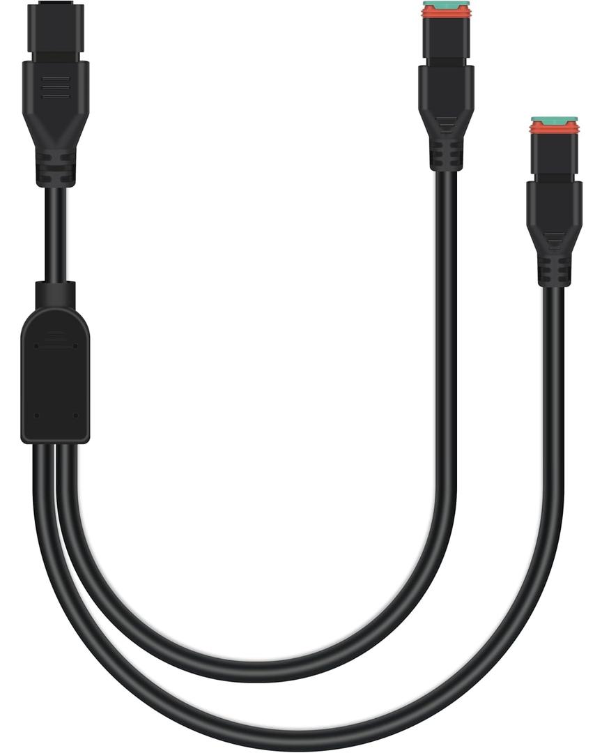 2-in-1 2ft Universal DT Style Splitter Wiring Harness, 2Pin Plug and Play Extension Connector Kit for LED Light Bar, LED Pod, Fog Lights, Driving Light Cubes Work Light