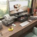 WESTREE Triple Dual Monitor Stand Riser with Drawer,Extra Large Adjustable for 2~3 Monitors,Solt for Phone & Tablet, Desktop Organizer Stand for Computer,Laptop,Printer,TV