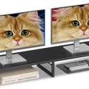 Dual Computer Monitor Stand Riser, Desk Organizers and Accessories, Printer & TV Stand, Desk Shelf, Office Desk Accessories & Desktop Workspace Organizer for Office Supplies, Black