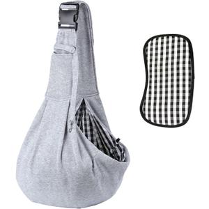 Kanemc Dog Sling Carrier for Small Dogs Cat Puppy Pets Up to 16.5lbs, Comfy Hard Bottom Support, Adjustable Padded Shoulder Strap, Hands-Free Dog Carrier Sling Bag for Outdoor Travel (gray)