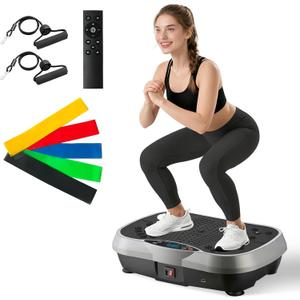 ALSO GO Vibration Plate Exercise Machine, 6 Workout Modes & 120-Level Vibration Platform for Weight Loss/Lymphatic Drainage, 400lbs Capacity Vibration Board with Resistance Bands for Full Body Workout
